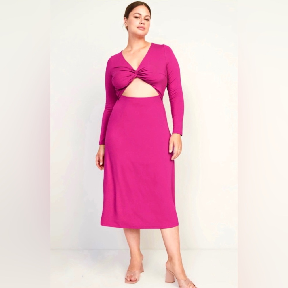 Barbie Pink Cutout Midi Dress